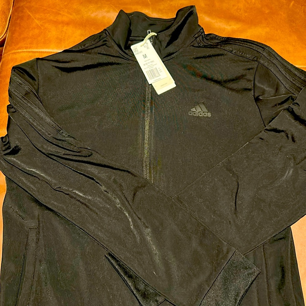 NWT - adidas black on black track jacket. Regular fit.